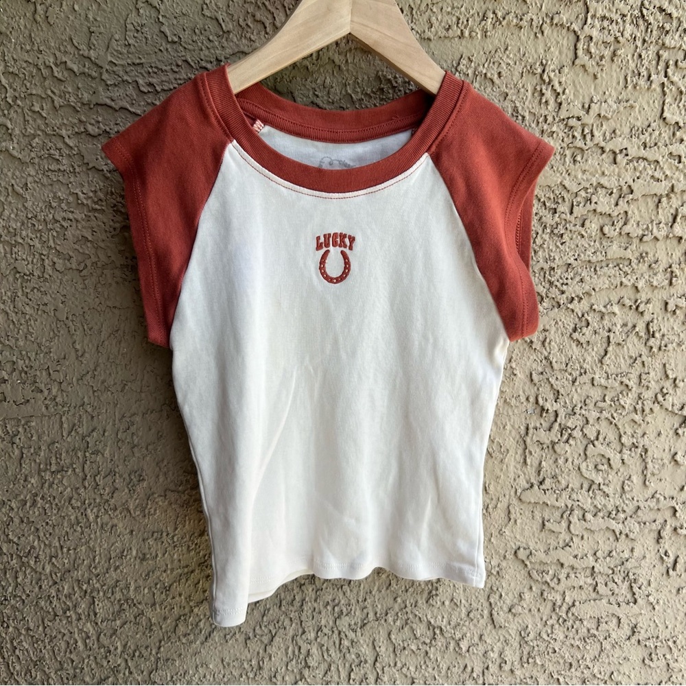 art class Red and White Cap Sleeve Tee